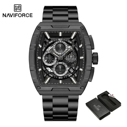Luxury Men’s Tonneau Quartz Wristwatch – Waterproof Chronograph with Auto Date - FastZen