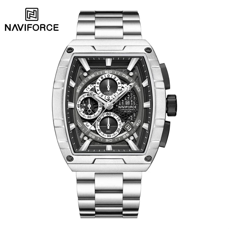 Luxury Men’s Tonneau Quartz Wristwatch – Waterproof Chronograph with Auto Date - FastZen