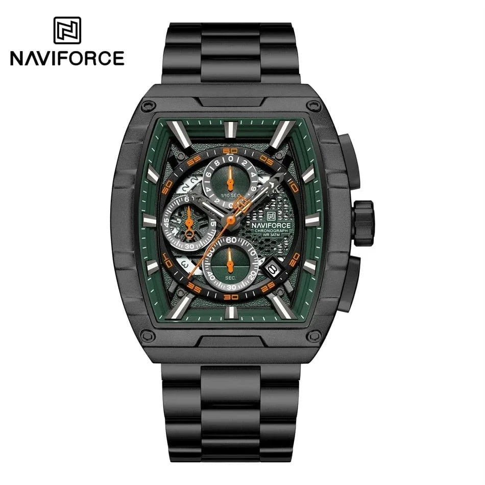 Luxury Men’s Tonneau Quartz Wristwatch – Waterproof Chronograph with Auto Date - FastZen