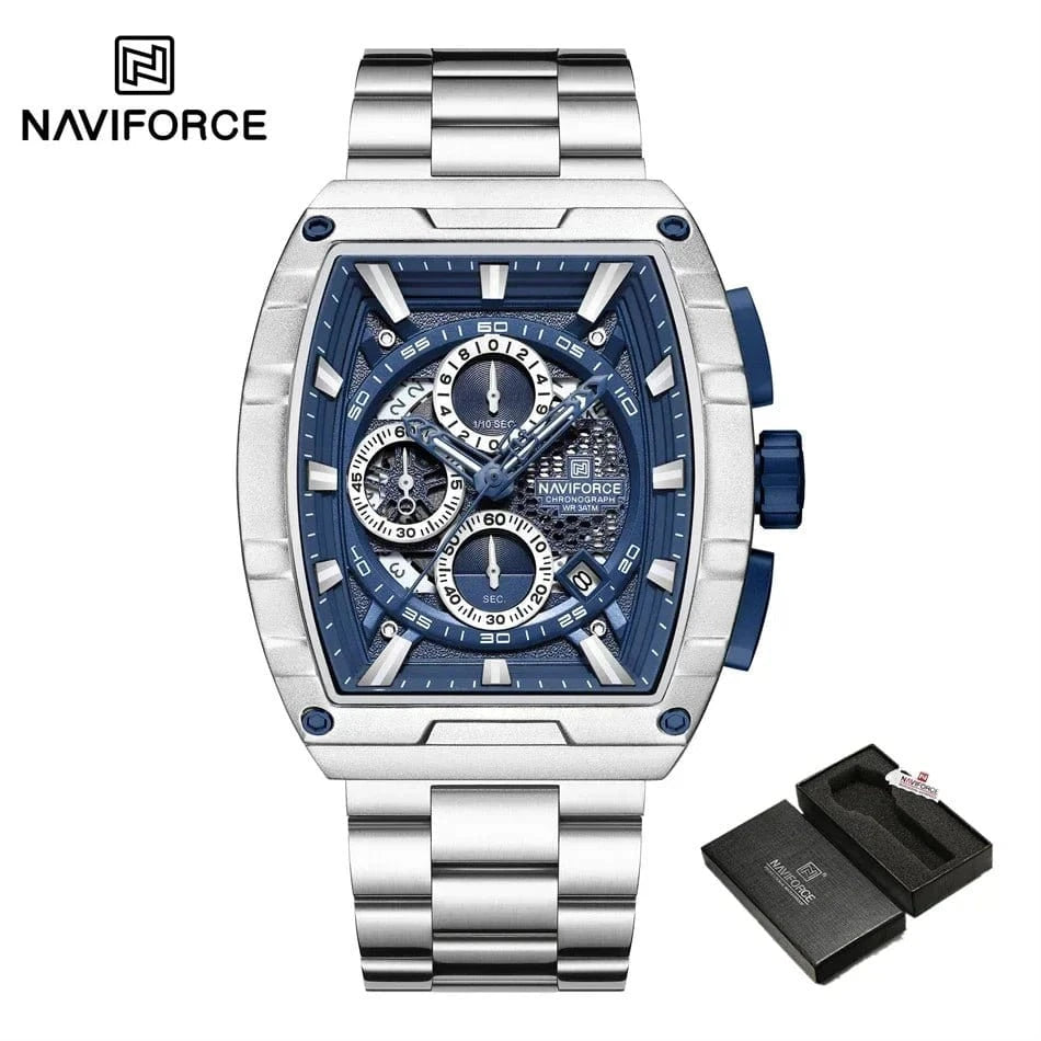 Luxury Men’s Tonneau Quartz Wristwatch – Waterproof Chronograph with Auto Date - FastZen