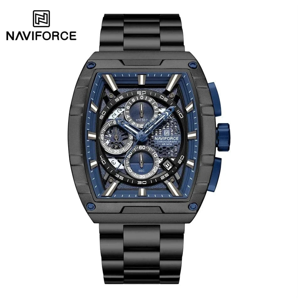 Luxury Men’s Tonneau Quartz Wristwatch – Waterproof Chronograph with Auto Date - FastZen