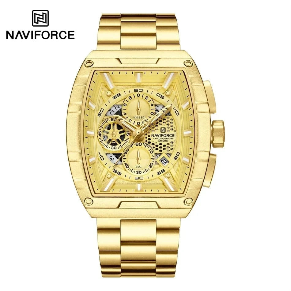 Luxury Men’s Tonneau Quartz Wristwatch – Waterproof Chronograph with Auto Date - FastZen