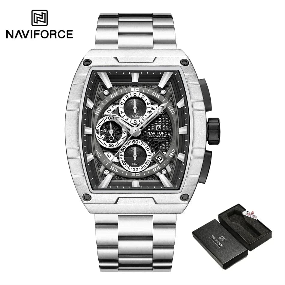 Luxury Men’s Tonneau Quartz Wristwatch – Waterproof Chronograph with Auto Date - FastZen