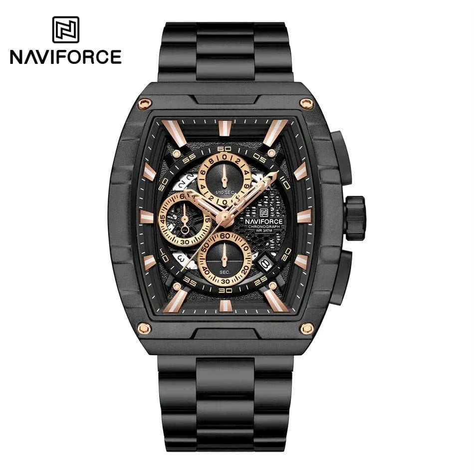 Luxury Men’s Tonneau Quartz Wristwatch – Waterproof Chronograph with Auto Date - FastZen