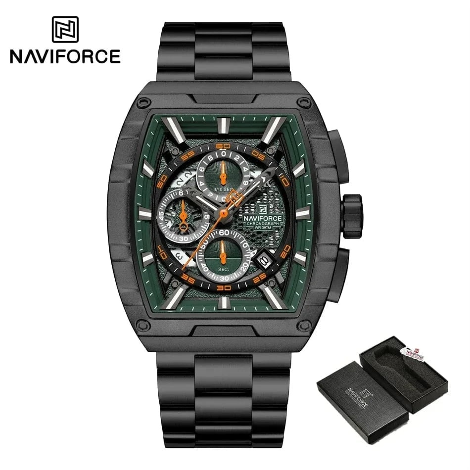 Luxury Men’s Tonneau Quartz Wristwatch – Waterproof Chronograph with Auto Date - FastZen