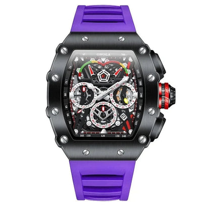 Luxury Tonneau Chronograph Watch for Men – Stainless Steel Quartz - FastZen