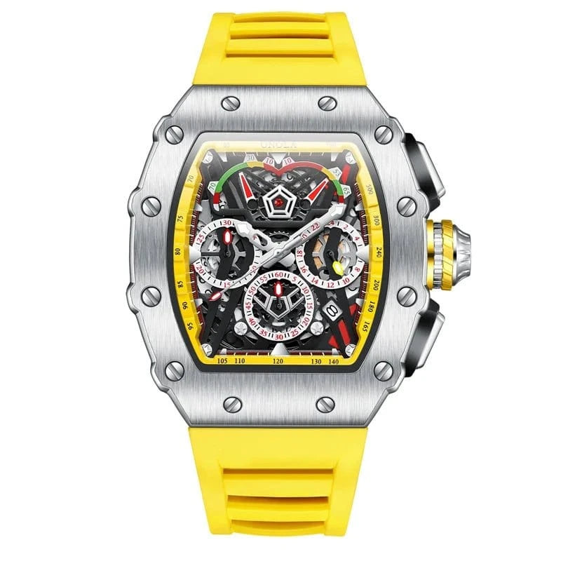 Luxury Tonneau Chronograph Watch for Men – Stainless Steel Quartz - FastZen