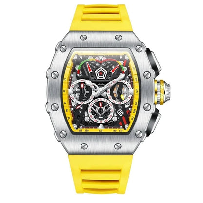 Luxury Tonneau Chronograph Watch for Men – Stainless Steel Quartz - FastZen