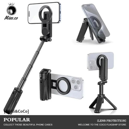 Magnetic Selfie Stick Phone Tripod with Remote – Extendable MagSafe Tripod Stand for iPhone 16/15/14/13/12, Xiaomi & Samsung - FastZen
