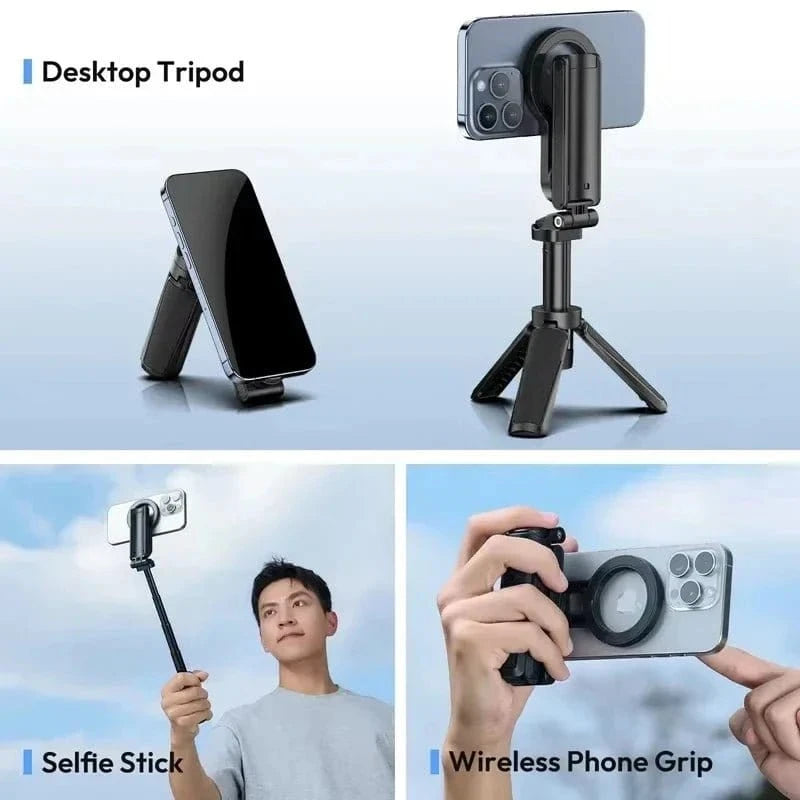 Magnetic Selfie Stick Phone Tripod with Remote – Extendable MagSafe Tripod Stand for iPhone 16/15/14/13/12, Xiaomi & Samsung - FastZen