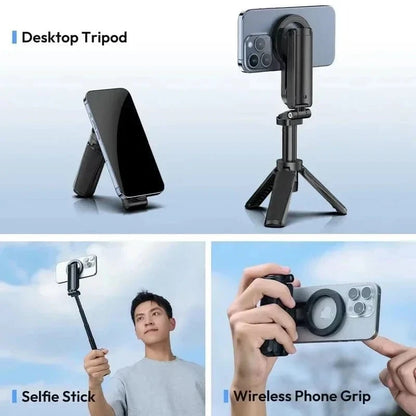 Magnetic Selfie Stick Phone Tripod with Remote – Extendable MagSafe Tripod Stand for iPhone 16/15/14/13/12, Xiaomi & Samsung - FastZen
