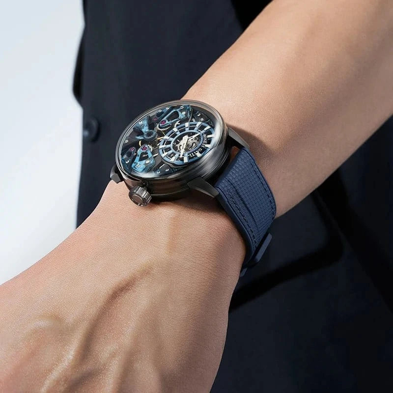 Men’s Automatic Mechanical Watch – Stainless Steel Case, Sapphire Glass, Rubber Strap - FastZen