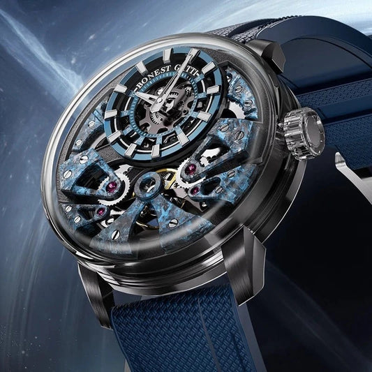 Men’s Automatic Mechanical Watch – Stainless Steel Case, Sapphire Glass, Rubber Strap - FastZen