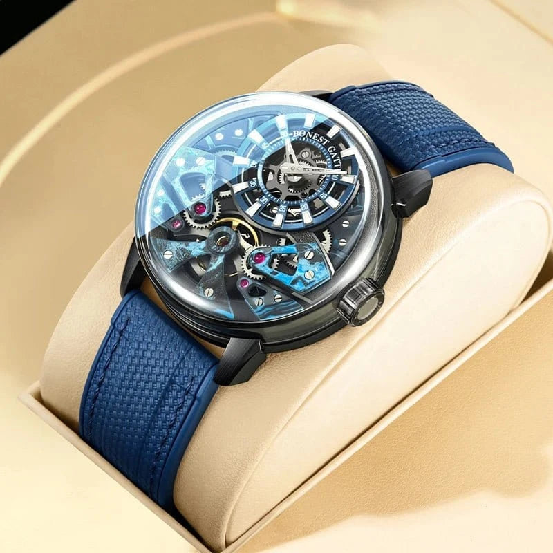 Men’s Automatic Mechanical Watch – Stainless Steel Case, Sapphire Glass, Rubber Strap - FastZen