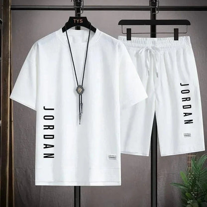 Men’s Summer 2025 Waffle Fabric Sports Set – Casual Loose T-Shirt & Shorts for Running & Leisure - FastZen