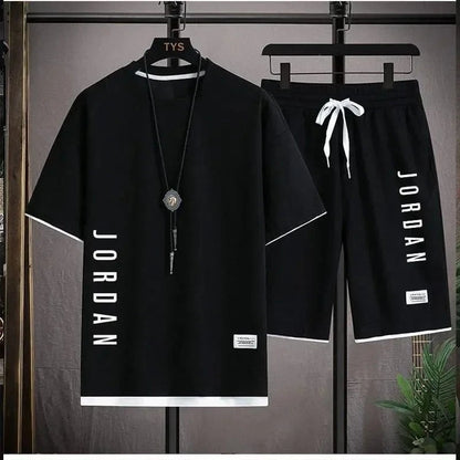 Men’s Summer 2025 Waffle Fabric Sports Set – Casual Loose T-Shirt & Shorts for Running & Leisure - FastZen