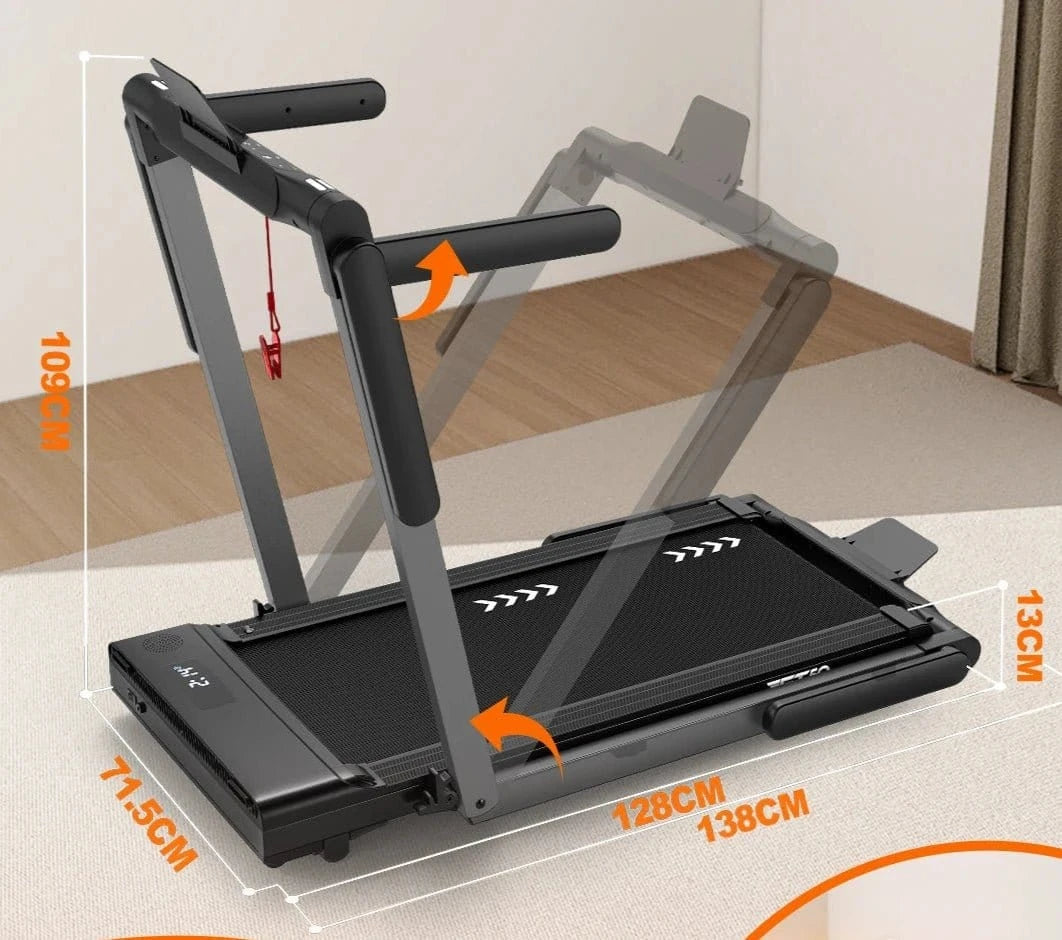 Mettlematic Tapis de Course 2 - en - 1 – Pliable, Connecté & Ultra - Silencieux - FastZen