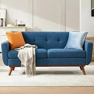 Mid - Century Modern Loveseat 65.2"_Sofa - Tufted Upholstered Couch – Solid Frame, Stylish &amp; Comfortable Seating - FastZen