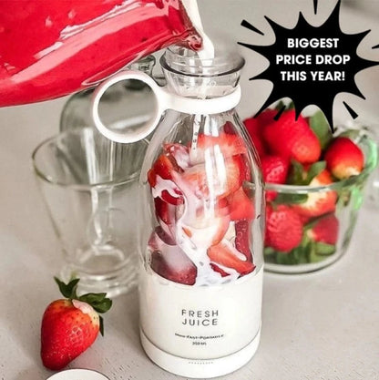Mini Portable Juicer – 6 - Blade USB Rechargeable Fruit Blender for Fresh Juices & Smoothies - FastZen