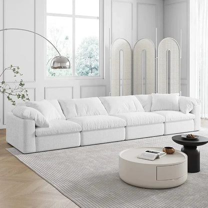 Modern L - Shape Sectional Sofa – White Living Room Couch Set - FastZen