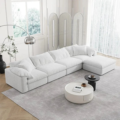 Modern L - Shape Sectional Sofa – White Living Room Couch Set - FastZen