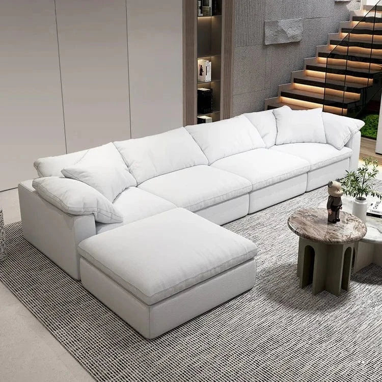 Modern L - Shape Sectional Sofa – White Living Room Couch Set - FastZen