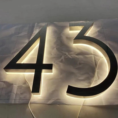 Modern Residential LED House Number Light – Waterproof Outdoor Illuminated Address Plaque for Home & Hotel - FastZen