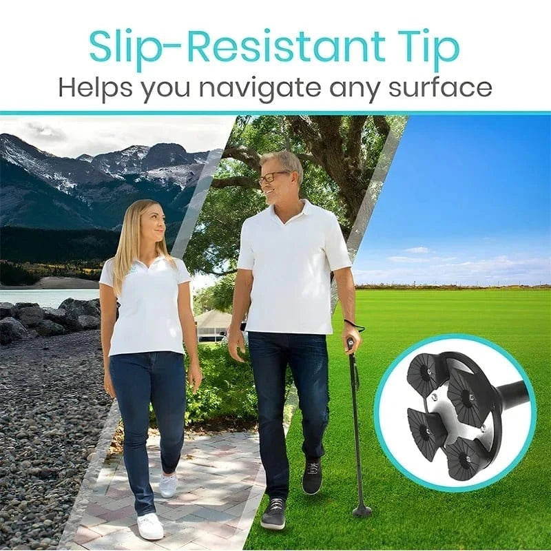 Multifunctional Folding Cane with LED Light - Adjustable, Light weight Anti - Slip Walking Stick for Elderly Support - FastZen