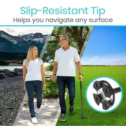 Multifunctional Folding Cane with LED Light - Adjustable, Light weight Anti - Slip Walking Stick for Elderly Support - FastZen