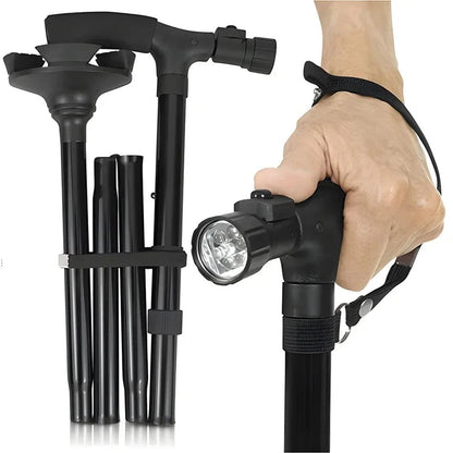 Multifunctional Folding Cane with LED Light - Adjustable, Light weight Anti - Slip Walking Stick for Elderly Support - FastZen