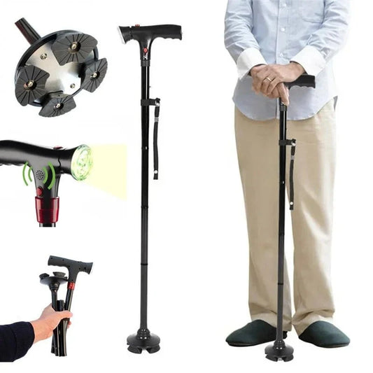 Multifunctional Folding Cane with LED Light - Adjustable, Light weight Anti - Slip Walking Stick for Elderly Support - FastZen