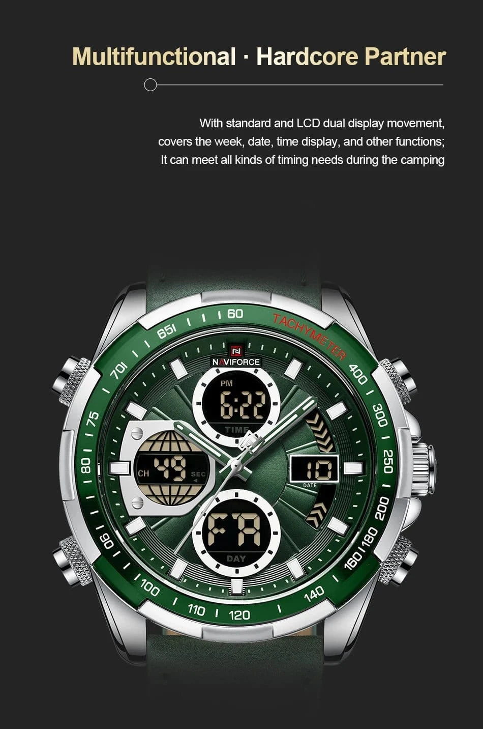 NAVIFORCE Fashion Military Watches for Men Luxury Original Sports Chronograph Watch Waterproof Quartz Clock Digital WristWatch - FastZen