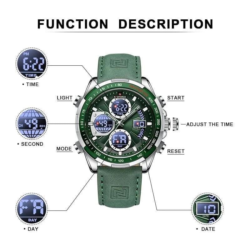 NAVIFORCE Fashion Military Watches for Men Luxury Original Sports Chronograph Watch Waterproof Quartz Clock Digital WristWatch - FastZen