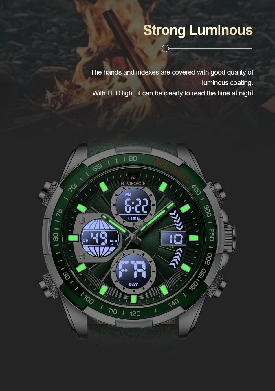 NAVIFORCE Fashion Military Watches for Men Luxury Original Sports Chronograph Watch Waterproof Quartz Clock Digital WristWatch - FastZen
