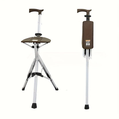 New High Quality Aluminum Alloy Foldable Cane Stick with Seat Adjustable Elderly Crutch Chair with Stool - FastZen