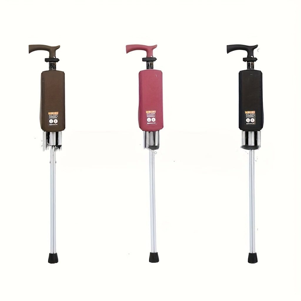 New High Quality Aluminum Alloy Foldable Cane Stick with Seat Adjustable Elderly Crutch Chair with Stool - FastZen