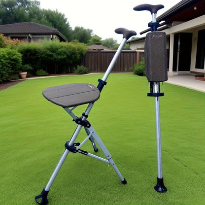 New High Quality Aluminum Alloy Foldable Cane Stick with Seat Adjustable Elderly Crutch Chair with Stool - FastZen