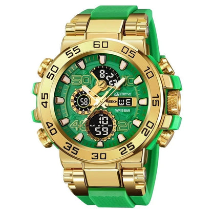 New STRYVE 8030 Men's Watch Fashion Sports Waterproof Wristwatch High Quality Digital - Analog Dual Movement Calendar Aralm Week - FastZen
