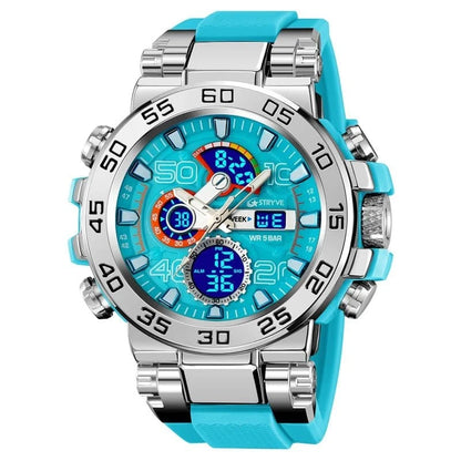 New STRYVE 8030 Men's Watch Fashion Sports Waterproof Wristwatch High Quality Digital - Analog Dual Movement Calendar Aralm Week - FastZen
