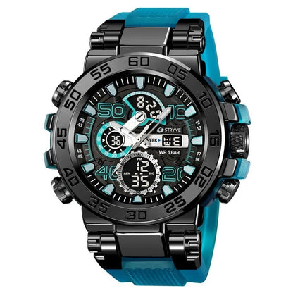 New STRYVE 8030 Men's Watch Fashion Sports Waterproof Wristwatch High Quality Digital - Analog Dual Movement Calendar Aralm Week - FastZen