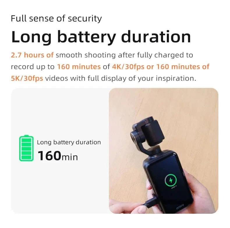 ORDRO M5 Action Camera 4k Handheld Pocket Digital Camcorder 3 - axis Gimbal Stabilization IR Night Vision Vlog Videos Camara - FastZen
