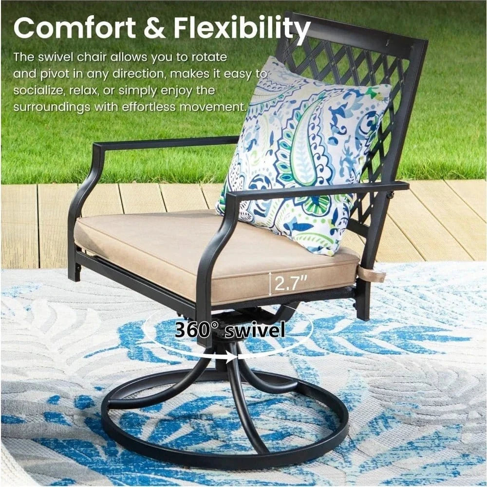 Outdoor Metal Swivel Chairs Set of 2 – Patio Dining Chairs with Cushions for Garden - FastZen