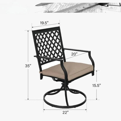 Outdoor Metal Swivel Chairs Set of 2 – Patio Dining Chairs with Cushions for Garden - FastZen