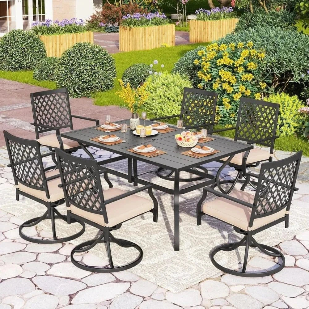 Outdoor Metal Swivel Chairs Set of 2 – Patio Dining Chairs with Cushions for Garden - FastZen