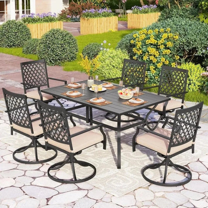 Outdoor Metal Swivel Chairs Set of 2 – Patio Dining Chairs with Cushions for Garden - FastZen