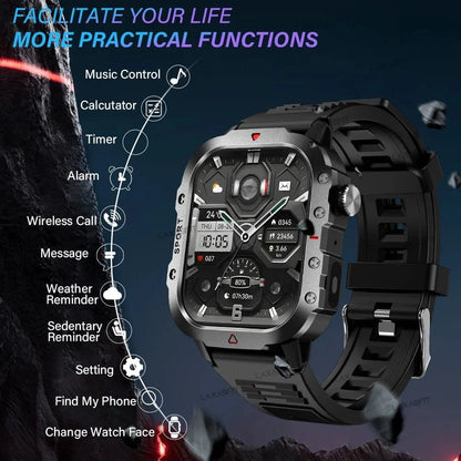 Outdoor Sports Smart Watch – 2.01" HD Screen with LED Flashlight & Bluetooth Calling - FastZen