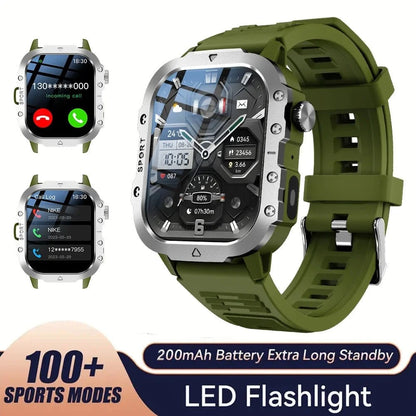 Outdoor Sports Smart Watch – 2.01" HD Screen with LED Flashlight & Bluetooth Calling - FastZen