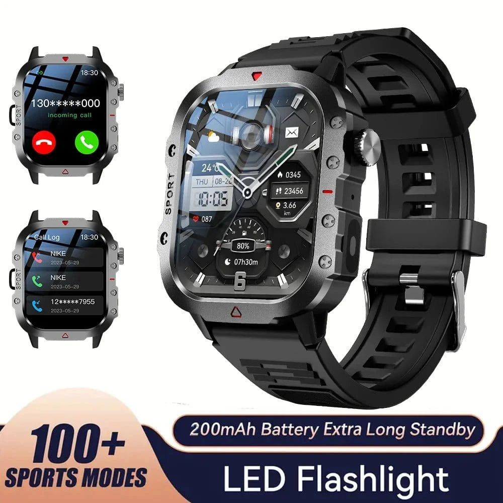 Outdoor Sports Smart Watch – 2.01" HD Screen with LED Flashlight & Bluetooth Calling - FastZen