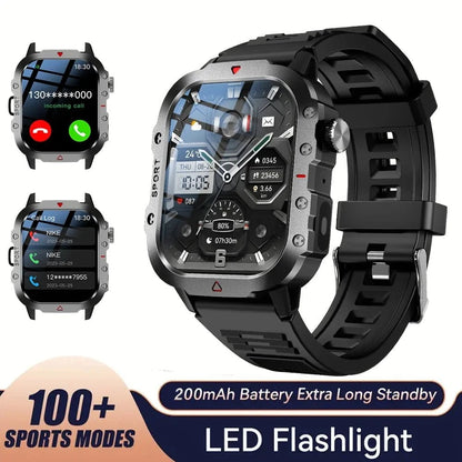 Outdoor Sports Smart Watch – 2.01" HD Screen with LED Flashlight & Bluetooth Calling - FastZen