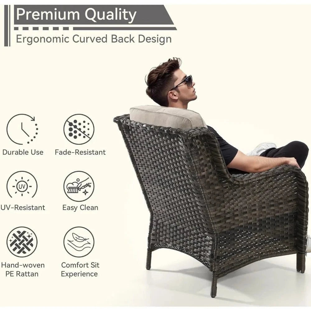 Patio Wicker Chairs Set of 2 – Outdoor Dining Chairs with 3.5 - inch Cushions - FastZen